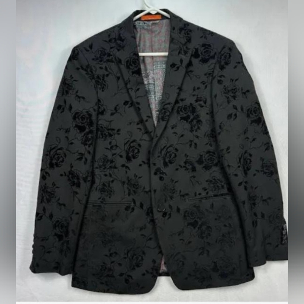 Tallia Floral Textured Blazer Mens Sport Coat Fully Lined